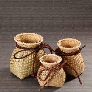 Handmade Woven Bamboo Mini Condiment Jars Set