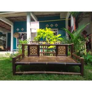 Traditional Dark Stained Bamboo Wide Bench