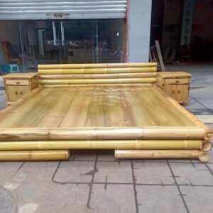 Premium Bamboo Canopy Bed Frame with Bedside Tables