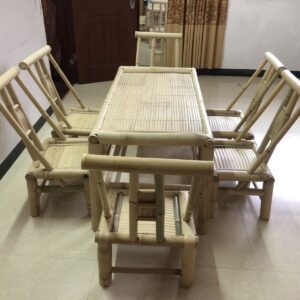 Rectangular Eco-Friendly Bamboo Dining Table Set