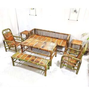 Complete Bamboo Living Room Sofa and Coffee Table Set