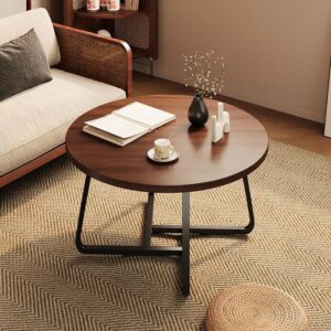 Contemporary Round Dark Wood Coffee Table