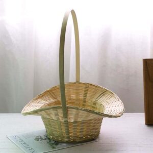 Premium Woven Bamboo Gift Basket with High Handle