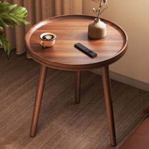Minimalist Round Wooden Side Table with Tripod Legs