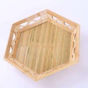 Hexagonal Woven Bamboo Shallow Serving Tray
