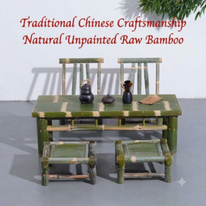Traditional Bamboo Dining Table and Chairs Set